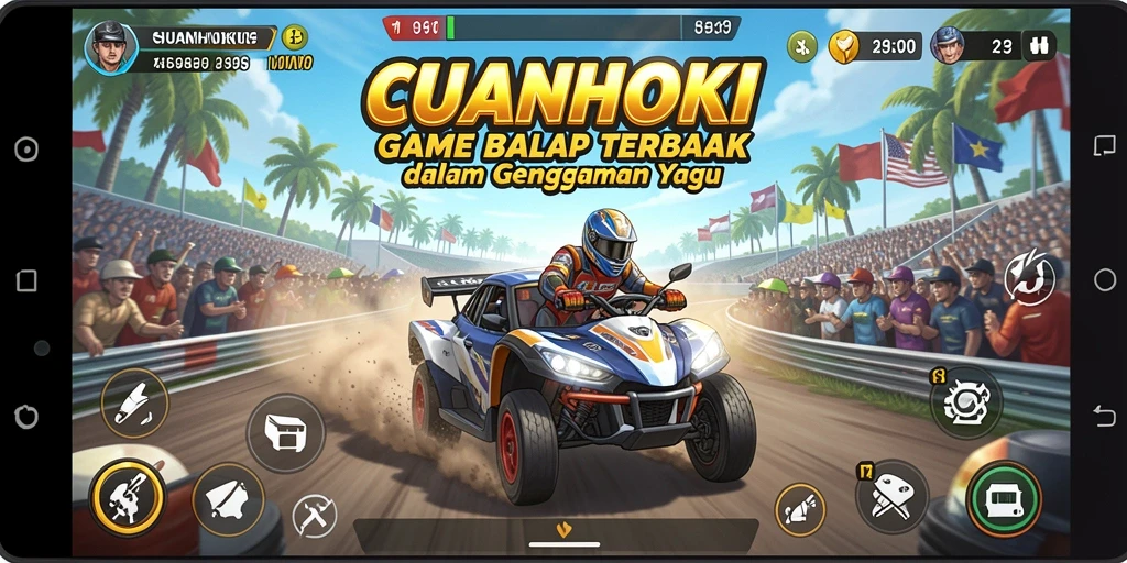 Screenshot CUANHOKI menampilkan gambar balapan yang seru dan mendebarkan.