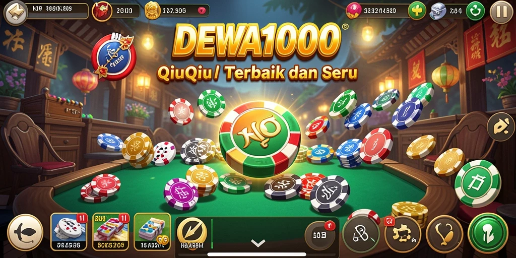 Tampilan gameplay seru di DEWA1000 dengan suasana QiuQiu.