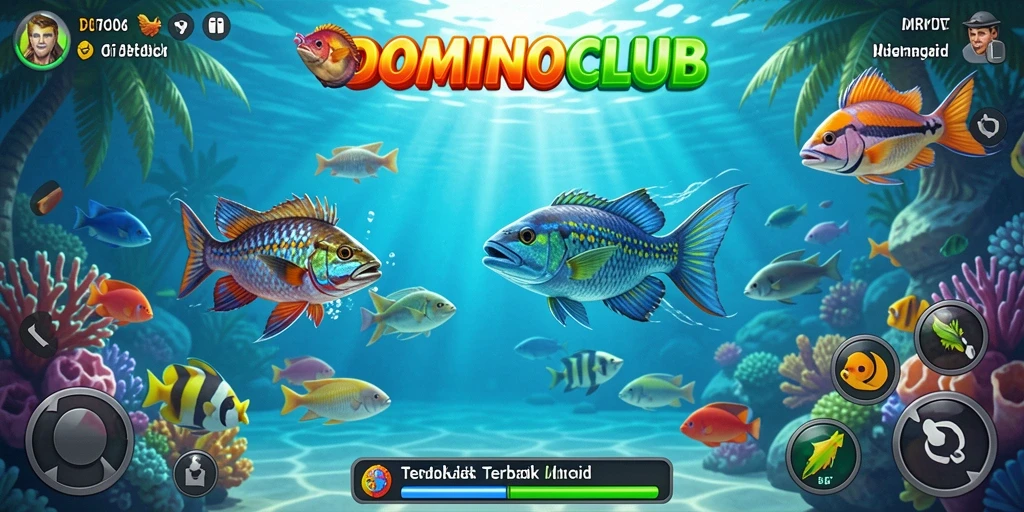 Tampilan gameplay seru dalam DOMINOCLUB saat menembak ikan.