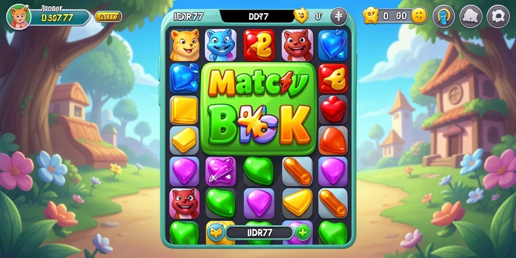 Tangkapan layar gameplay IDR77 yang menampilkan keseruan permainan Match-3.