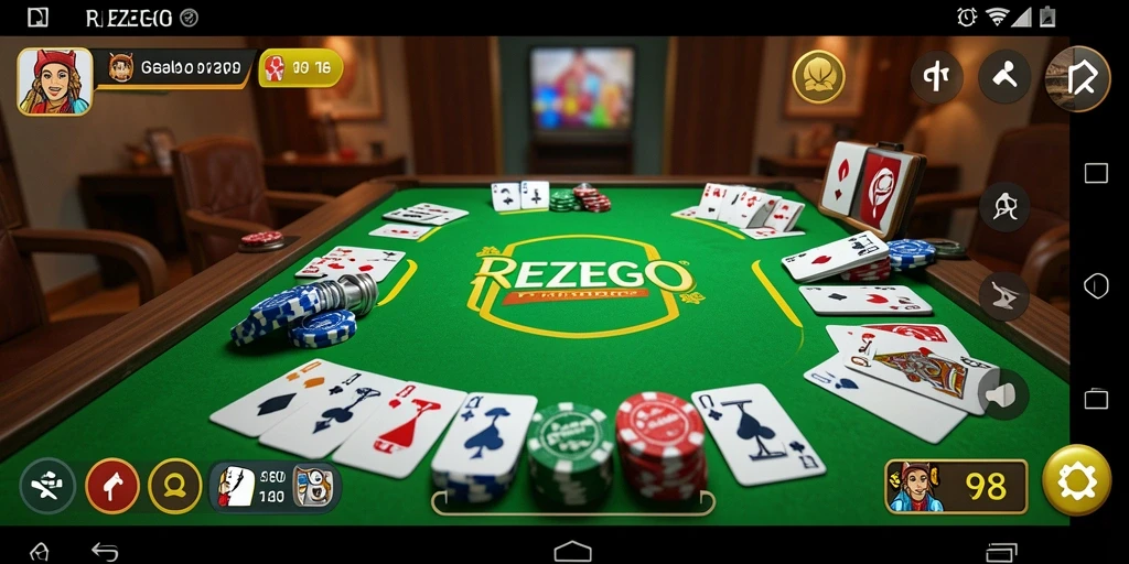 Screenshot gameplay REZEGO menampilkan suasana bermain Gaple yang seru.